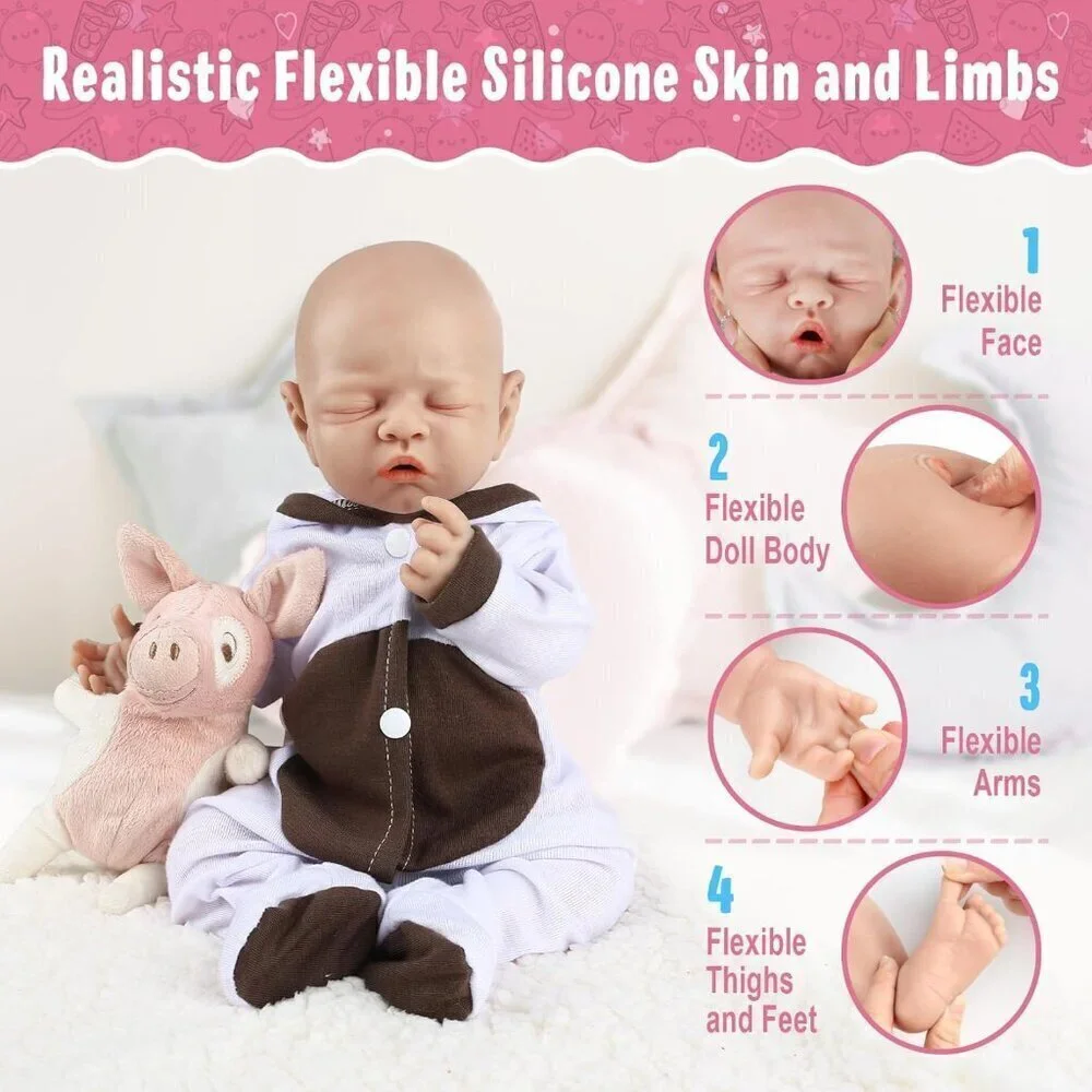 12 inch Full Body Silicone Baby Dolls Girl for Kids Toddlers Reborn Baby Doll